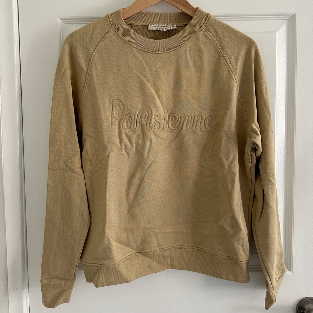 MAISON KITSUNE Parisienne Crewneck Sweatshirt in Beige